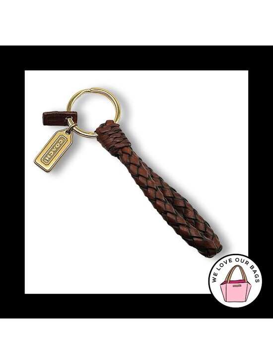 COACH Accessories - New VINTAGE COACH Braided Brown Leather Strap KeyFob Bag Charm Keychain Tag 7204